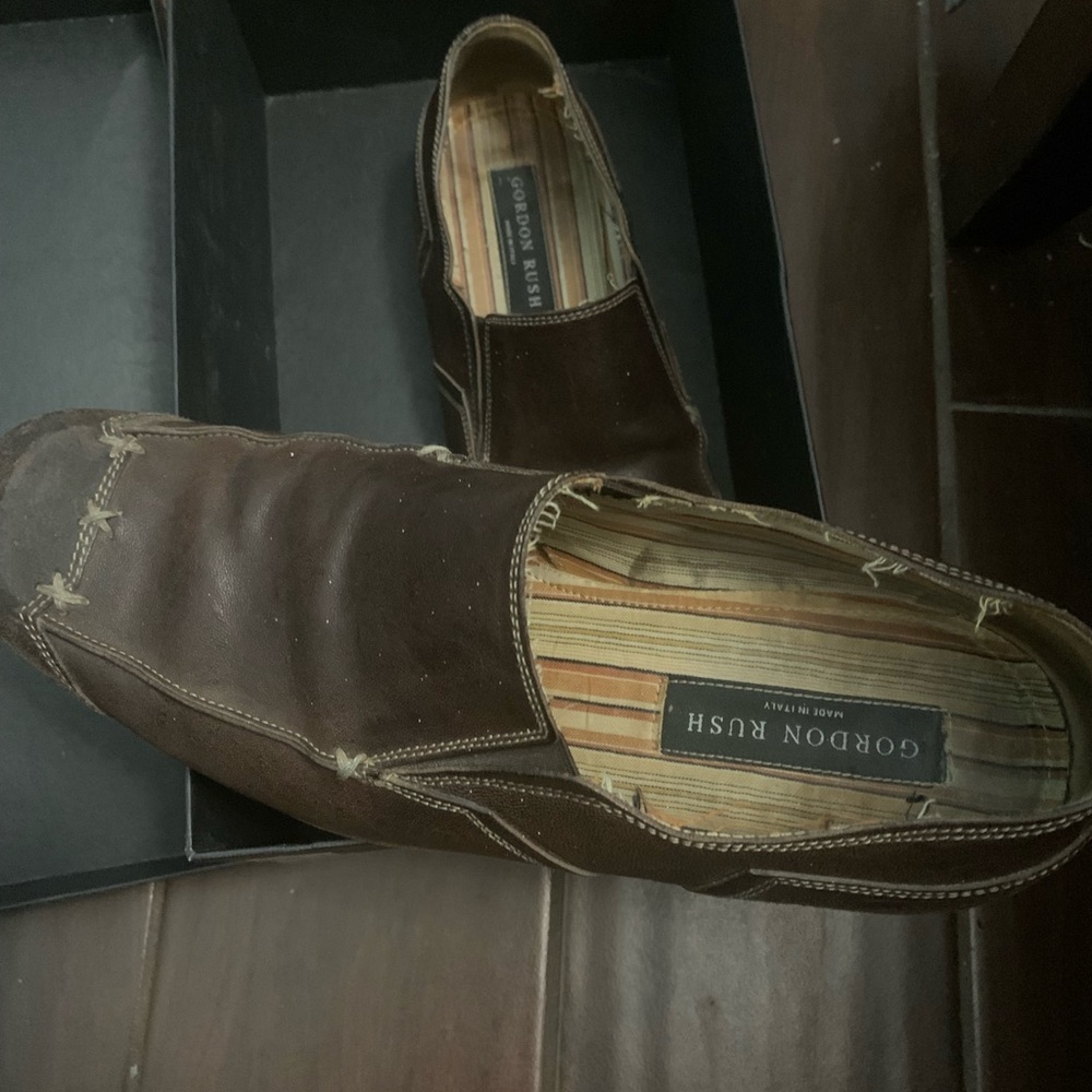 Gordon Rush Dark Brown Leather Slip-On Loafers 8